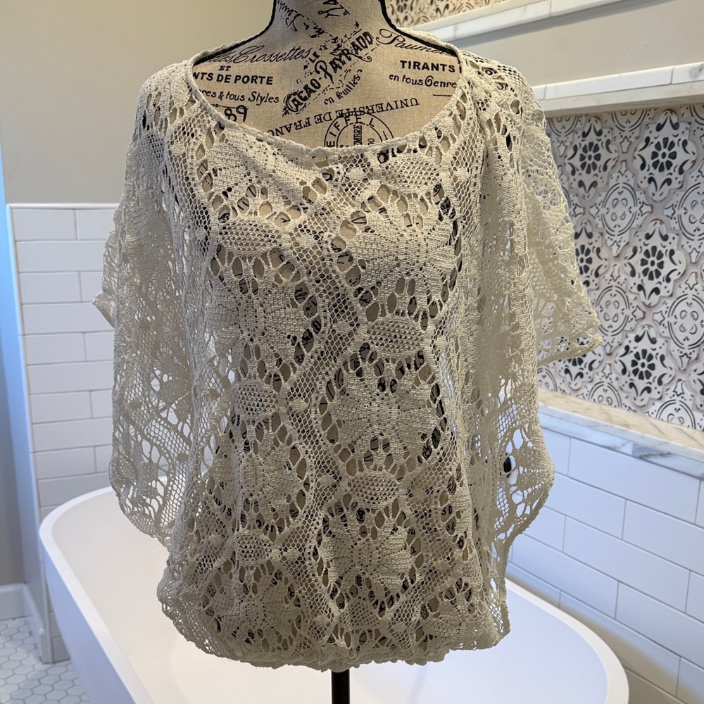 Trina Turk White Crochet Lace Top
